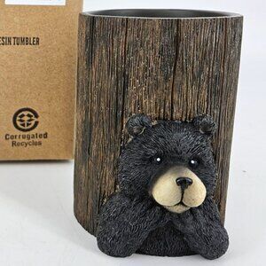Black Bear Bathroom Cup Drinking Tumbler Holder Rustic Lodge Kitchen NEW 4"